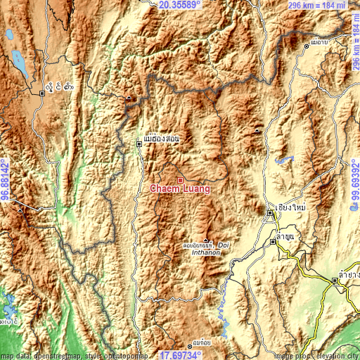 Topographic map of Chaem Luang