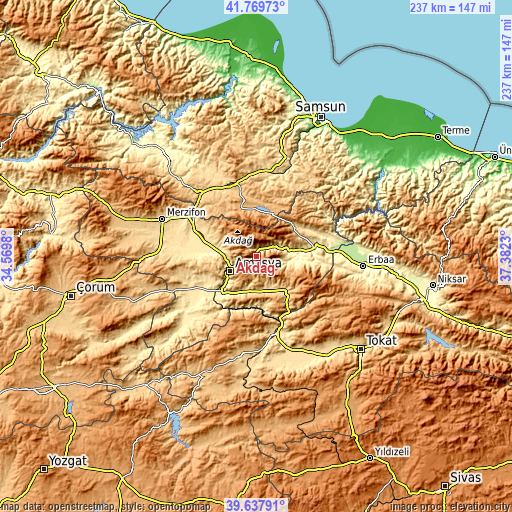 Topographic map of Akdağ