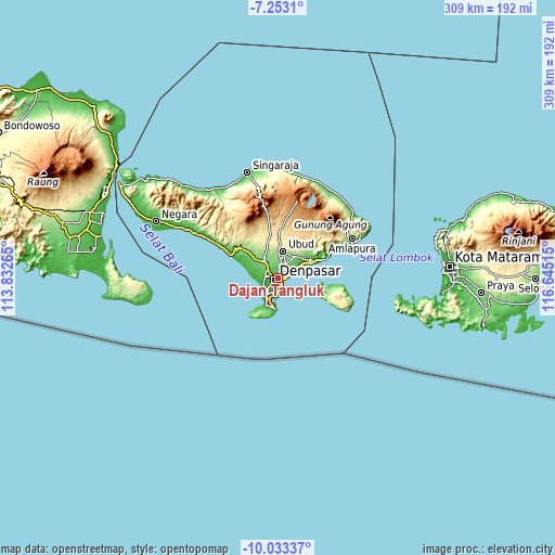 Topographic map of Dajan Tangluk