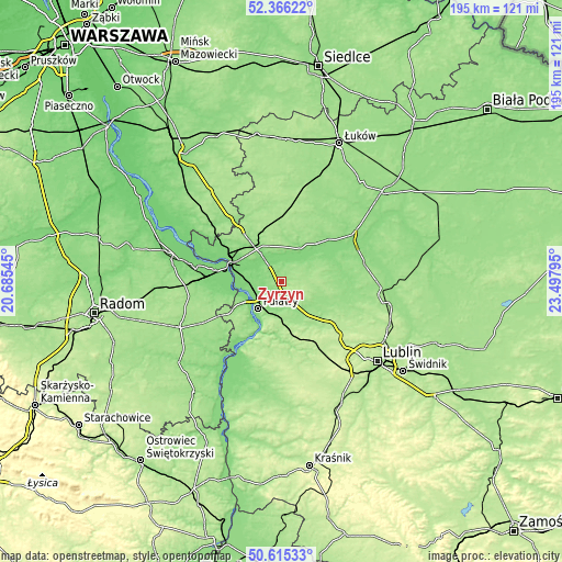 Topographic map of Żyrzyn