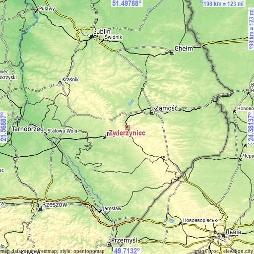 Topographic map of Zwierzyniec