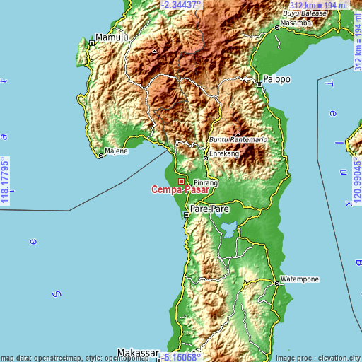 Topographic map of Cempa Pasar