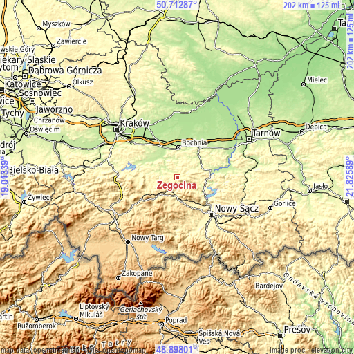 Topographic map of Żegocina