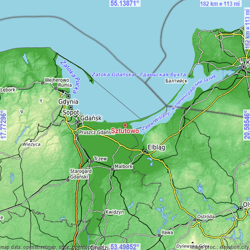 Topographic map of Sztutowo