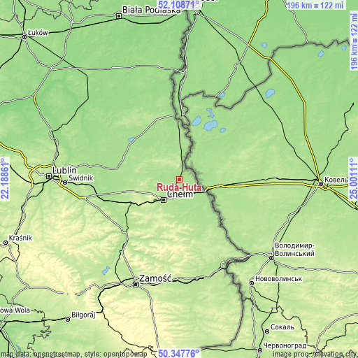 Topographic map of Ruda-Huta