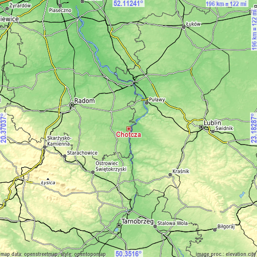 Topographic map of Chotcza