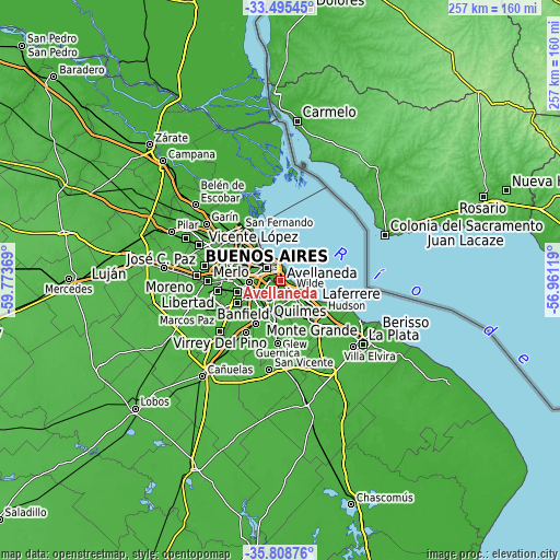 Topographic map of Avellaneda