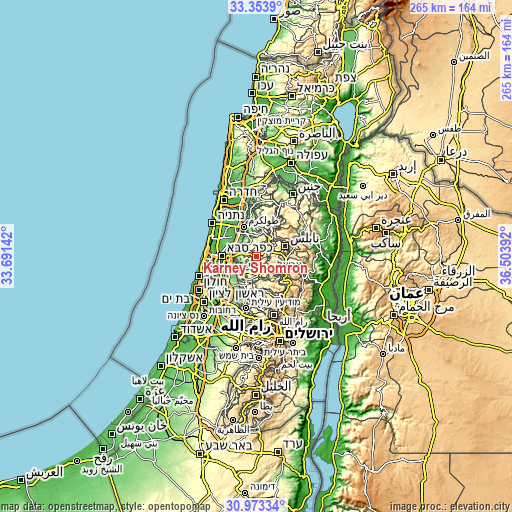 Topographic map of Karney Shomron