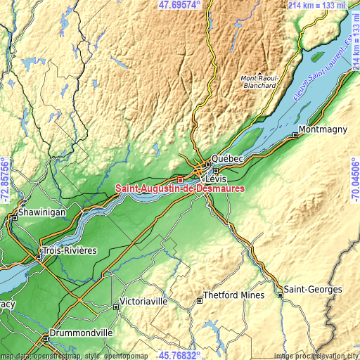 Topographic map of Saint-Augustin-de-Desmaures