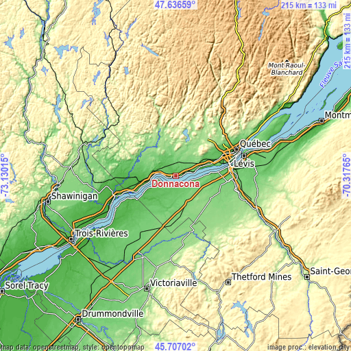 Topographic map of Donnacona