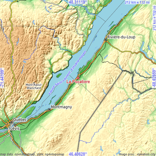 Topographic map of La Pocatière