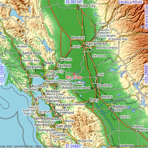 Topographic map of Rio Vista