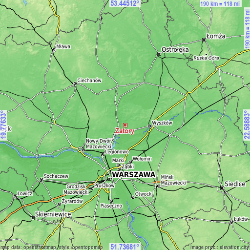 Topographic map of Zatory