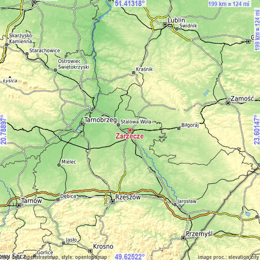 Topographic map of Zarzecze