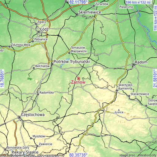 Topographic map of Żarnów