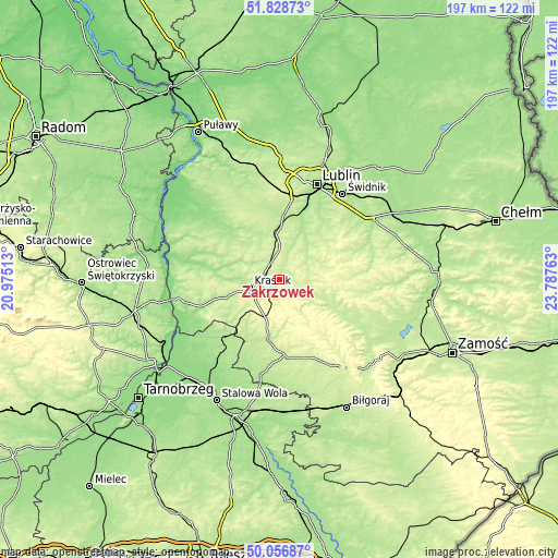 Topographic map of Zakrzówek