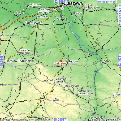Topographic map of Zakrzew