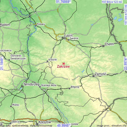 Topographic map of Zakrzew