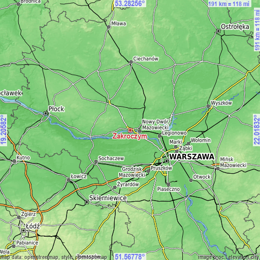 Topographic map of Zakroczym