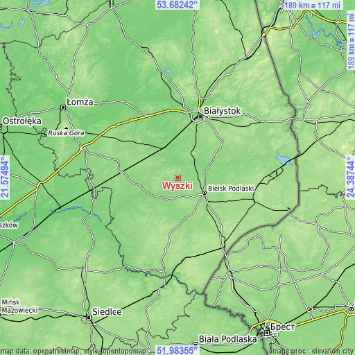 Topographic map of Wyszki