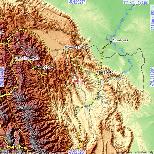 Topographic map of Shatoja