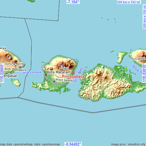 Topographic map of Pringgabaya