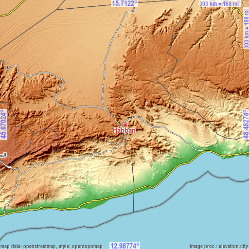 Topographic map of Ḩabbān