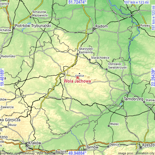 Topographic map of Wola Jachowa