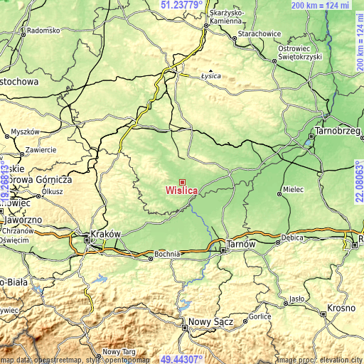 Topographic map of Wiślica