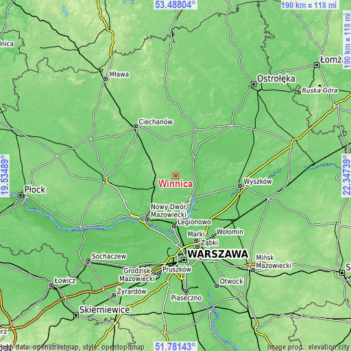 Topographic map of Winnica