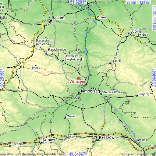 Topographic map of Wilczyce