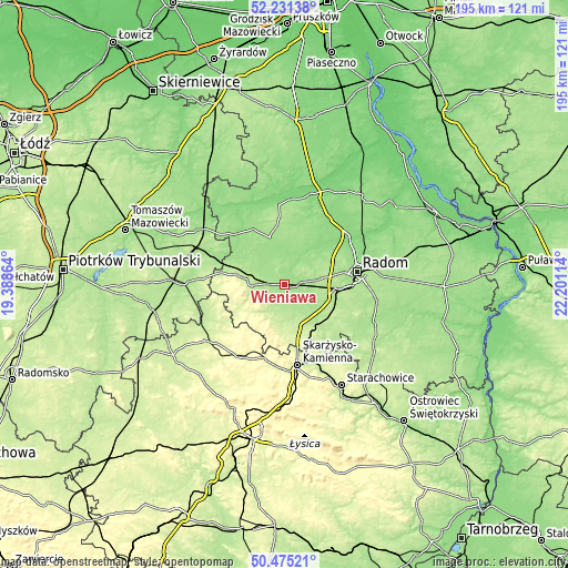 Topographic map of Wieniawa