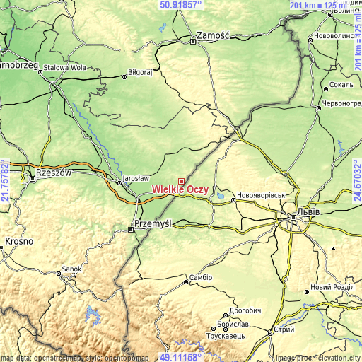 Topographic map of Wielkie Oczy