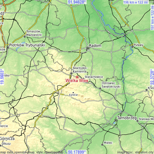 Topographic map of Wielka Wieś