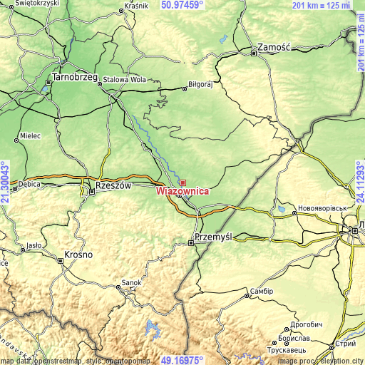 Topographic map of Wiązownica