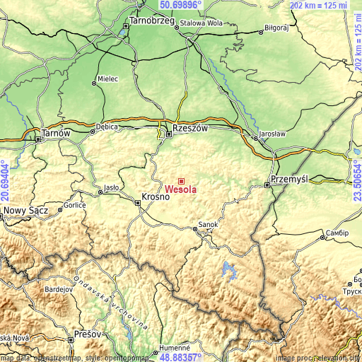 Topographic map of Wesoła