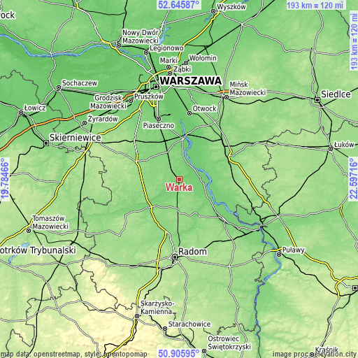 Topographic map of Warka