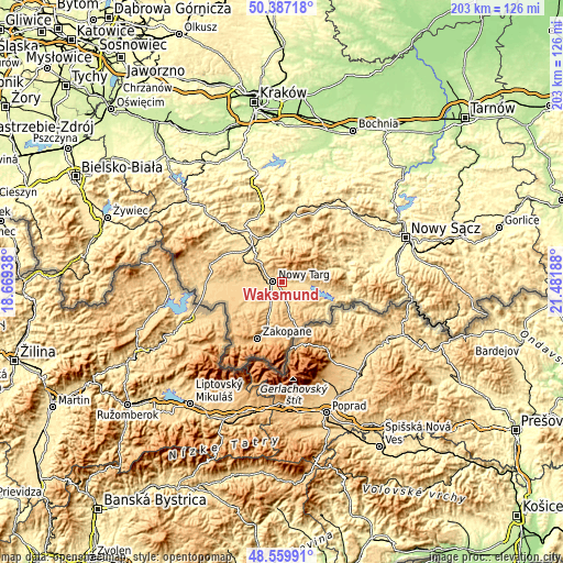 Topographic map of Waksmund