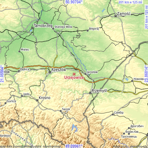 Topographic map of Urzejowice