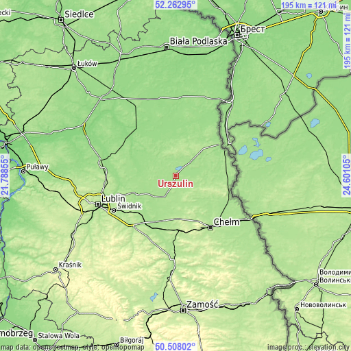 Topographic map of Urszulin