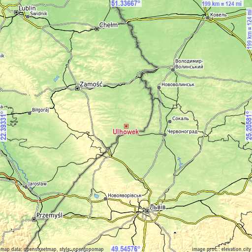 Topographic map of Ulhówek