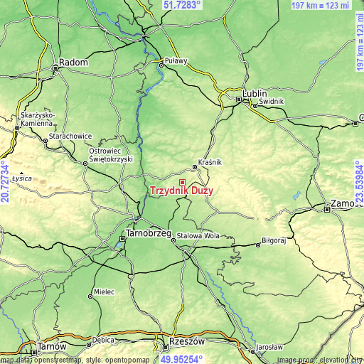 Topographic map of Trzydnik Duży