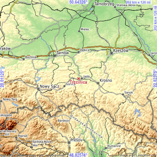 Topographic map of Trzcinica