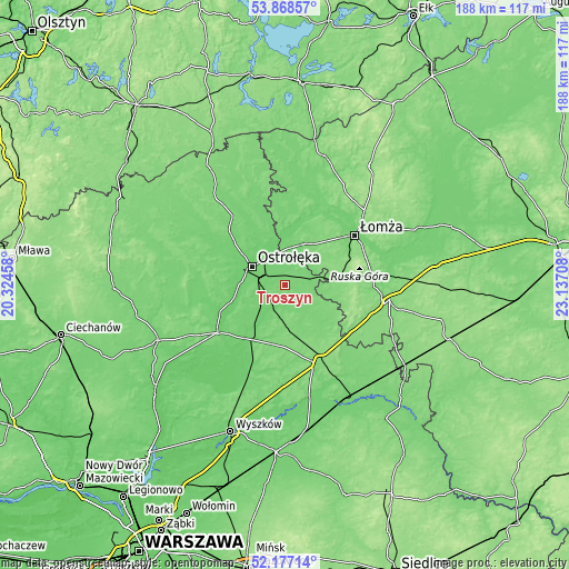 Topographic map of Troszyn