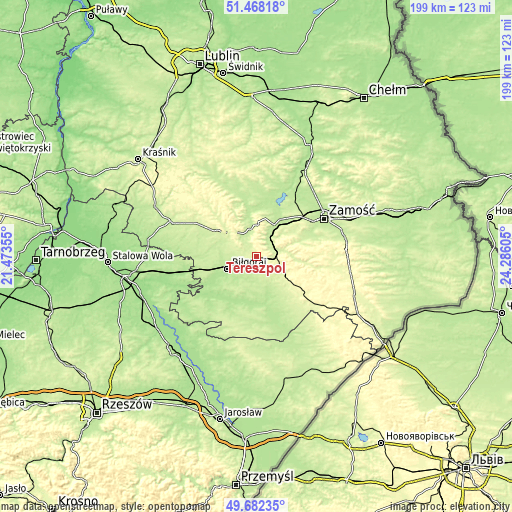 Topographic map of Tereszpol