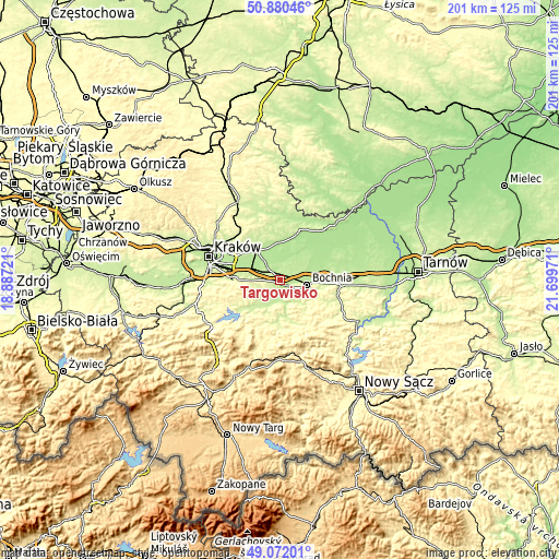Topographic map of Targowisko