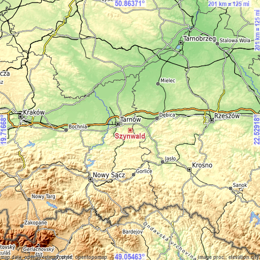 Topographic map of Szynwałd