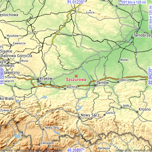 Topographic map of Szczurowa