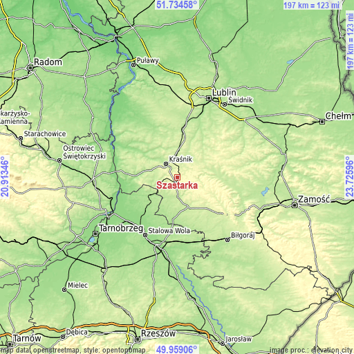 Topographic map of Szastarka