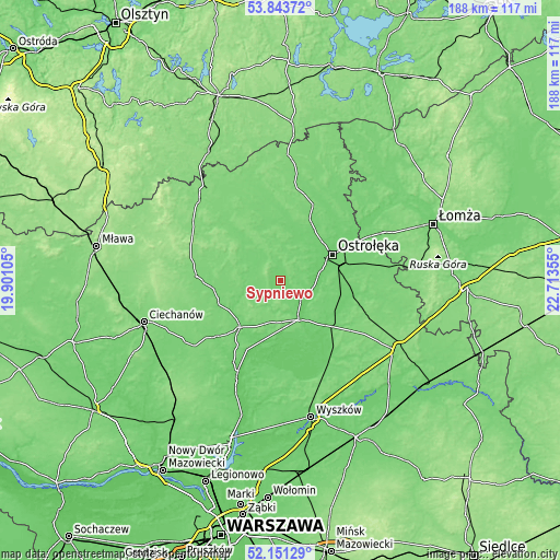 Topographic map of Sypniewo